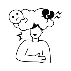Person with storm clouds symbolizing emotional awareness and reflection