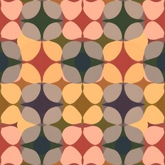 Autumnal Mosaic: A captivating seamless pattern featuring warm, earthy tones and an intricate geometric design. Perfect for textile prints, wallpaper, and more. 