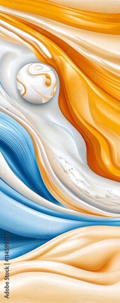 Poster dynamic abstract art movement digital space illustration vibrant colors close-up view visual fluidit