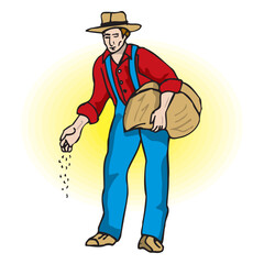Farmer Sowing Seeds Illustration vector