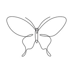 Butterfly in One continuous line drawing art and editable vector stroke illustration minimalist best use for logo
