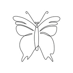 Butterfly in One continuous line drawing art and editable vector stroke illustration minimalist best use for logo