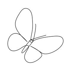 Butterfly in One continuous line drawing art and editable vector stroke illustration minimalist best use for logo