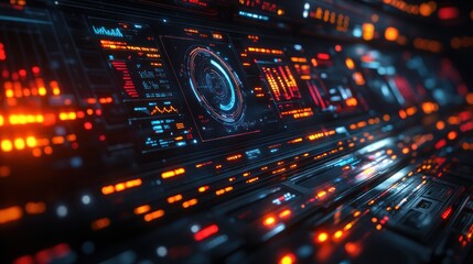 Obraz premium Futuristic Technology Interface: A Glowing Digital Dashboard Display