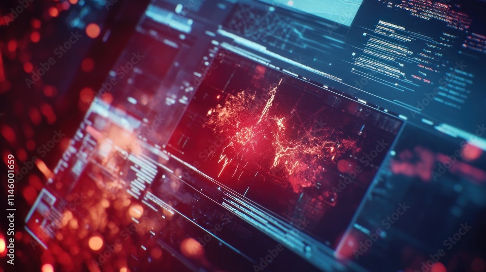 Poster cyberpunk digital world futuristic interface data network technology