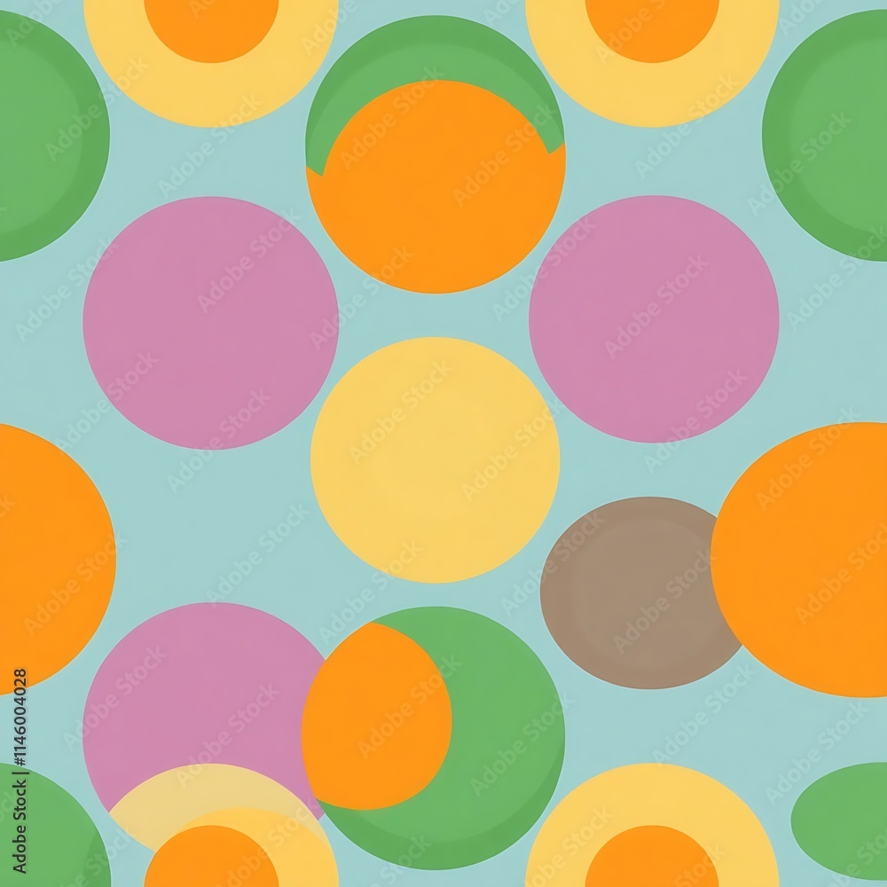 Poster abstract polka dot pattern: a vibrant and playful seamless pattern featuring overlapping circles in 