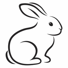 Minimalist Rabbit Outline Vector Design.