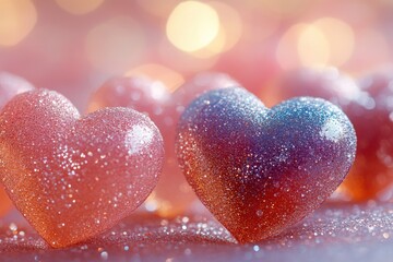 Obraz premium Candies arranged on a table, heart-shaped confections