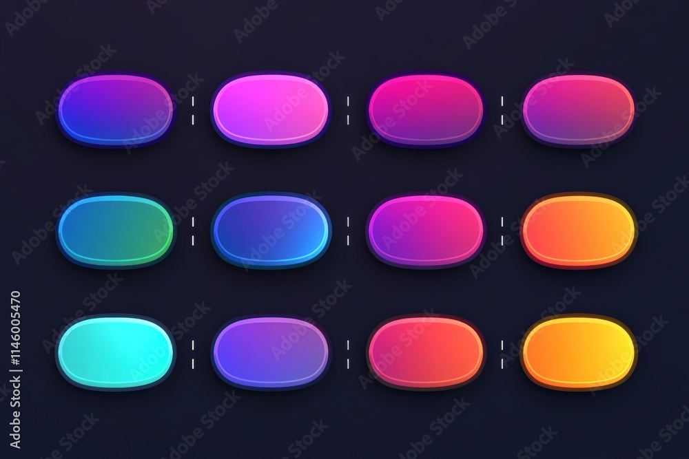 Poster a set of colorful buttons with a blue background
