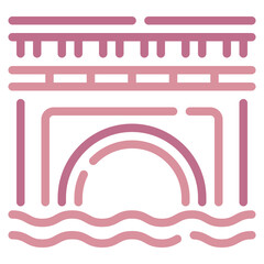 Stylized Illustration of a Bridge and Water