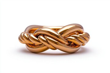 Naklejka premium A photostock of intertwined wedding rings with a polished gold finish, isolated on a clean white background, romantic and timeless, High Quality