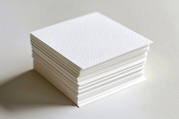 A neatly stacked pile of blank white paper, ready for various creative uses.