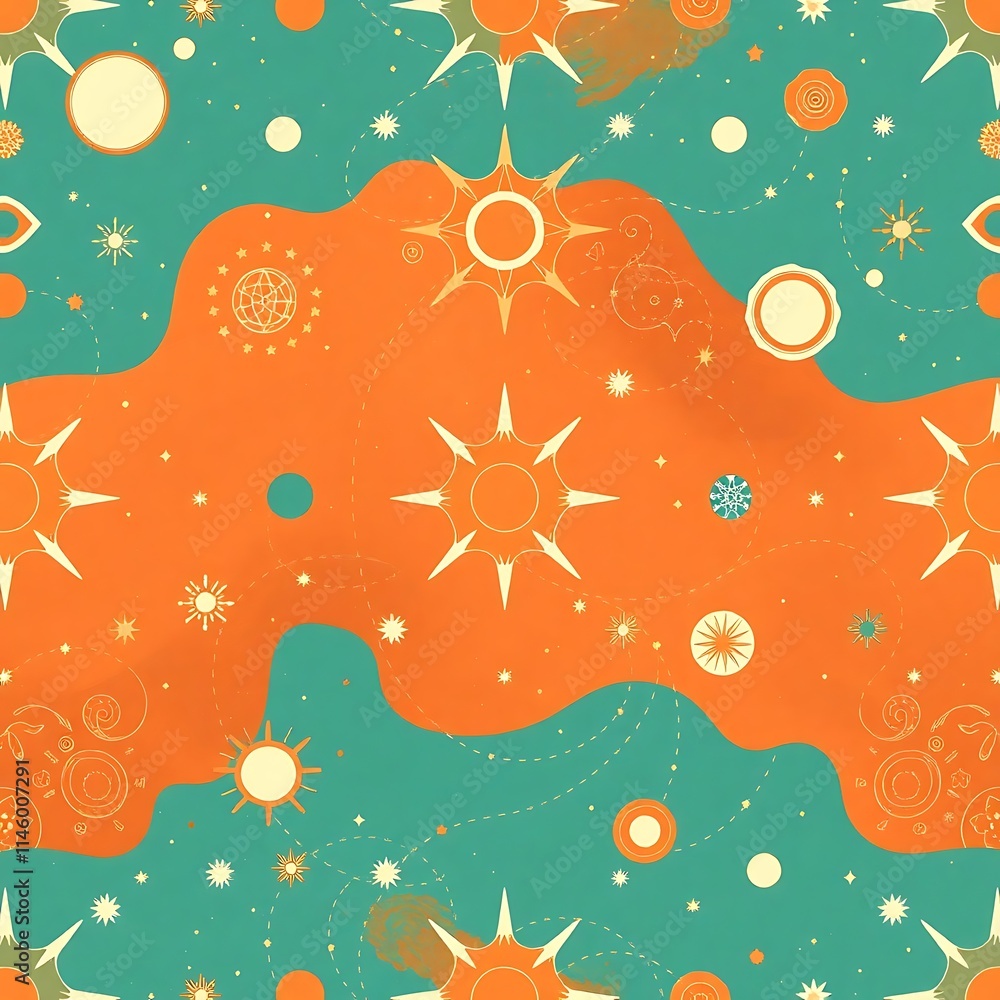 Poster celestial dreamscape: abstract seamless pattern