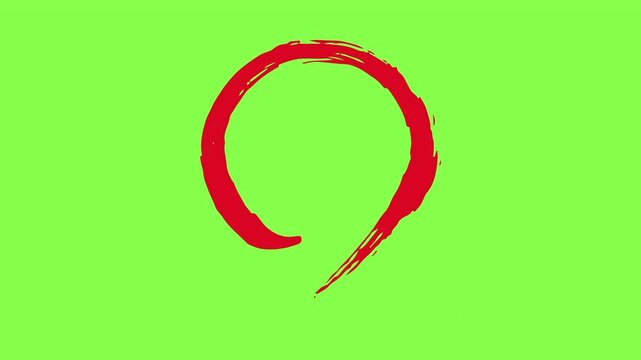 A hand drawn red brush circle