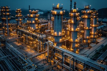 Fototapeta premium Industrial equipment in a chemical plant refinery a focus on business and finance dynamics