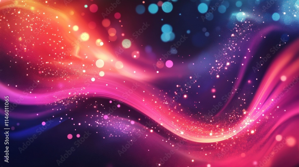 Aufkleber vibrant abstract background with colorful waves and bokeh highlights creating a dreamy atmosphere fo