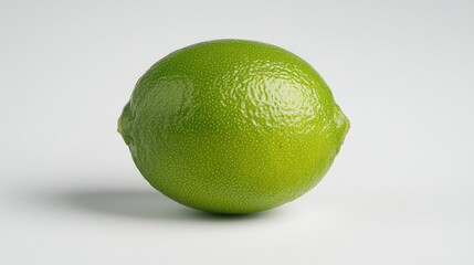 Single ripe lime on white background.
