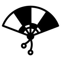 Elegant Black Folding Fan Icon Design