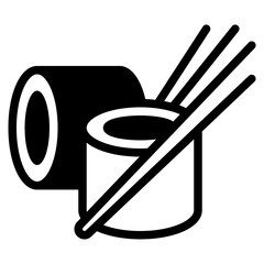Stylized Sushi Roll with Chopsticks Illustration
