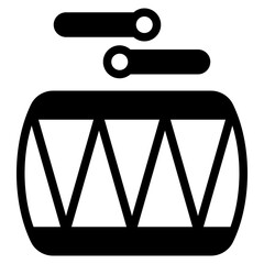 Stylish Black Drum Icon for Music Themes