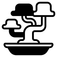 Stylized Bonsai Tree Icon for Art and Design