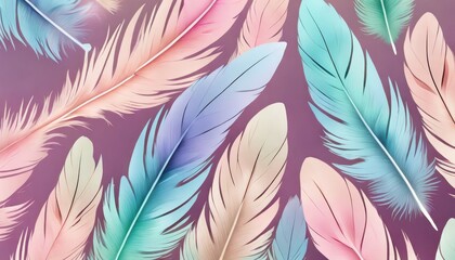 a close up of a bunch of colorful feathers on a purple background