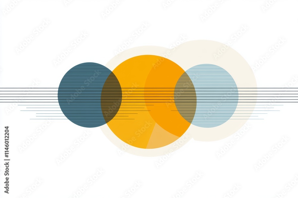 Poster a colorful design of three circles with lines in between them