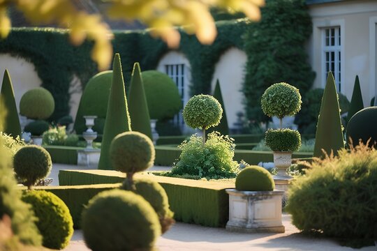 France, castle of Sochaux, formal garden 