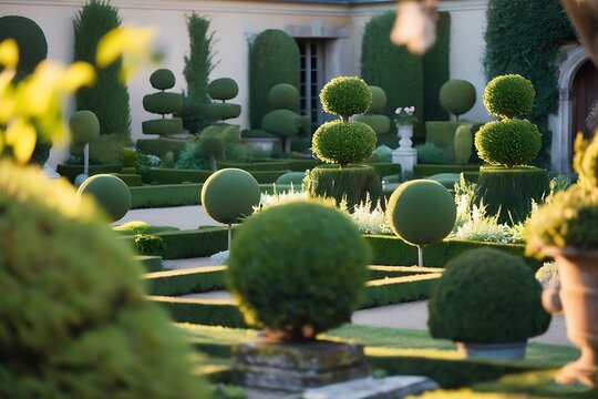 France, castle of Sochaux, formal garden 