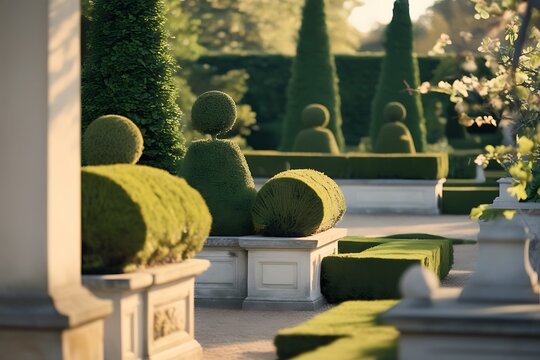 France, castle of Sochaux, formal garden 