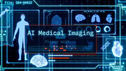 AI in medicine and healthcare, medical diagnosis, artificial intelligence in medical imaging, remote patient monitoring, telehealth, futuristic interface, technology innovation (3d render)
