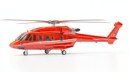 A vibrant red helicopter model showcasing design and engineering.