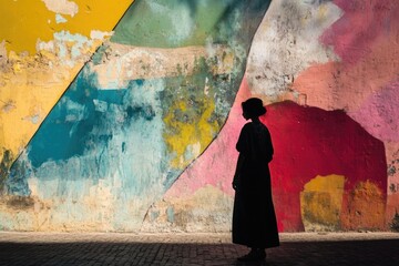 A person standing against a vibrant and lively colored background, perfect for use in articles, blogs or social media posts