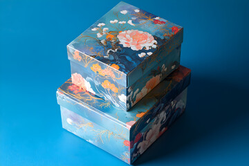 Obraz premium Decorative floral boxes studio setting product photography artistic display close-up view home decor inspiration