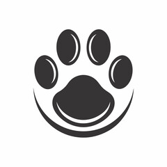 Minimalist Paw Print with Smile Vector Design.