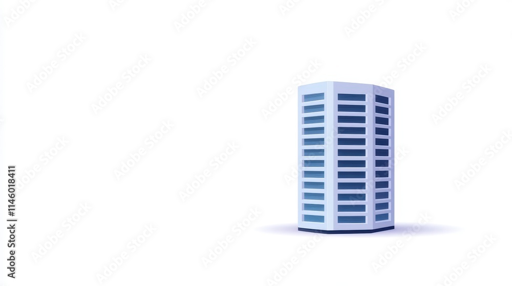 Poster a modern, minimalistic building design stands alone against a white background, emphasizing its slee