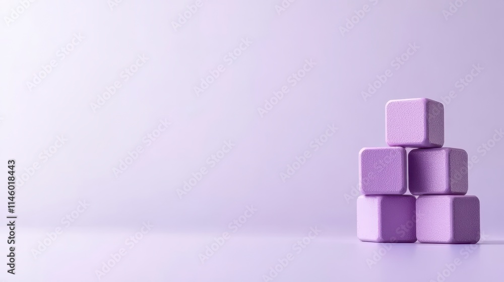 Poster a stack of soft purple building blocks against a light background, creating a calm and minimalist ae