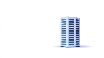 A modern, minimalistic building design stands alone against a white background, emphasizing its sleek structure and architectural features.
