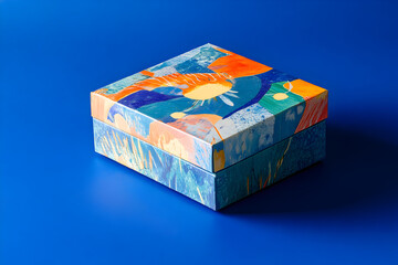 Creative gift packaging box design studio setting product photography contemporary style top view marketing concept