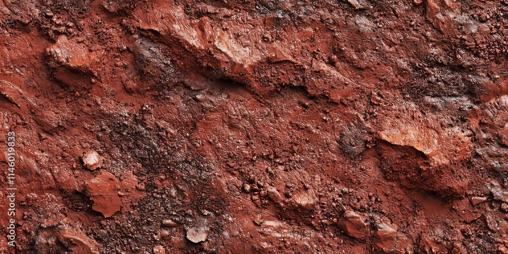 Poster rich red soil texture background, showcasing the unique patterns and colors found in red soil. this 