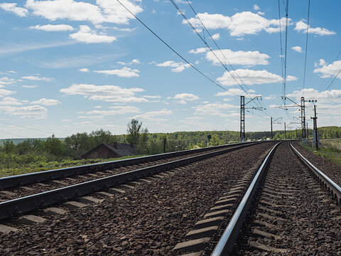 Electrified double-track railway in Russia