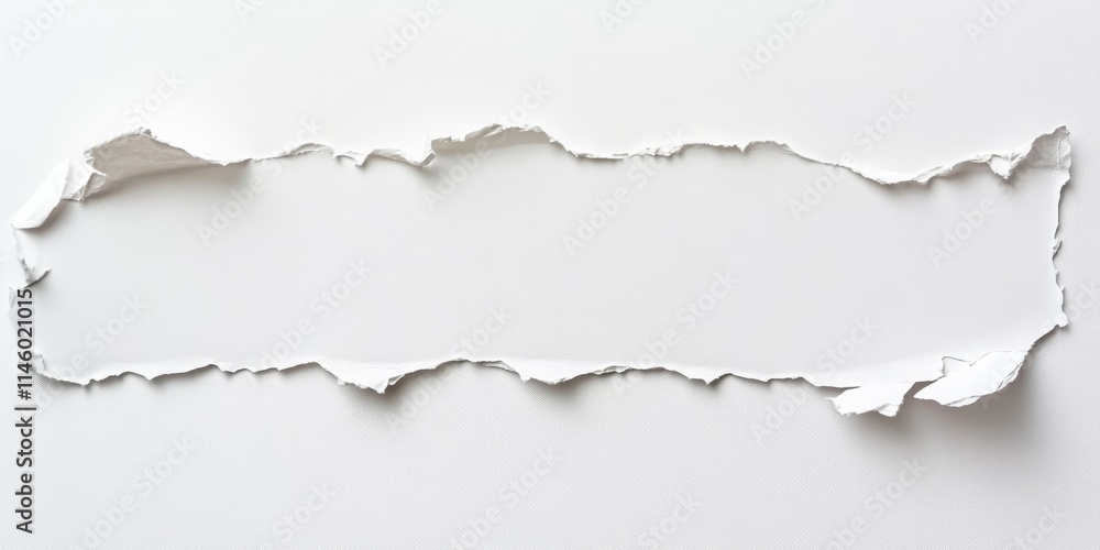 Aufkleber close up of a white ripped piece of paper featuring empty space for text. the torn paper stands out 