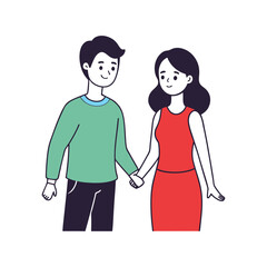 Happy Couple Holding Hands - Vector Illustration for Relationships and Love Themes