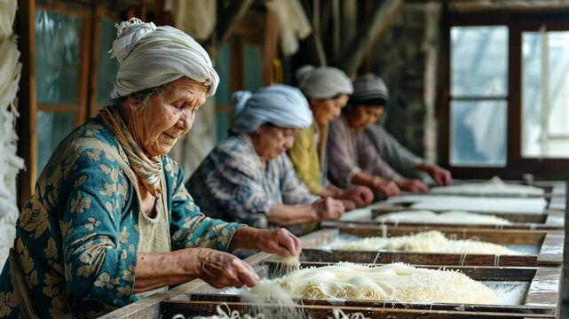 artisans crafting paper using ancient techniques