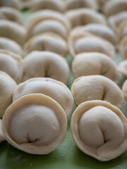 National cuisine. Siberian handmade dumplings