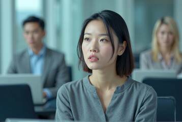 Young asian businesswoman listening during a business meeting
