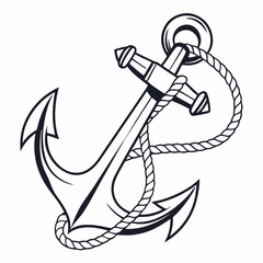 anchor stencil symbol with rope 