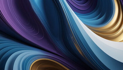 An abstract, liquid-inspired 3D textured background with flowing, molten metal-like patterns. It features vibrant iridescent hues of blue, purple, silver, and gold with layered translucent.