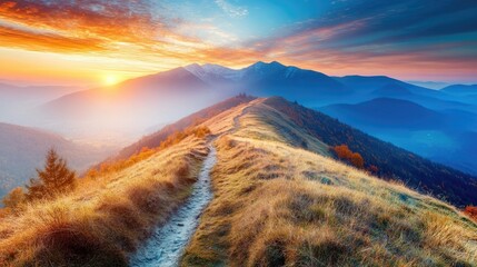 Beautiful mountain landscape with high peaks in the background.