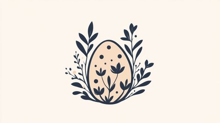 Fototapeta premium Easter Egg Illustration with Floral and Heart Pattern